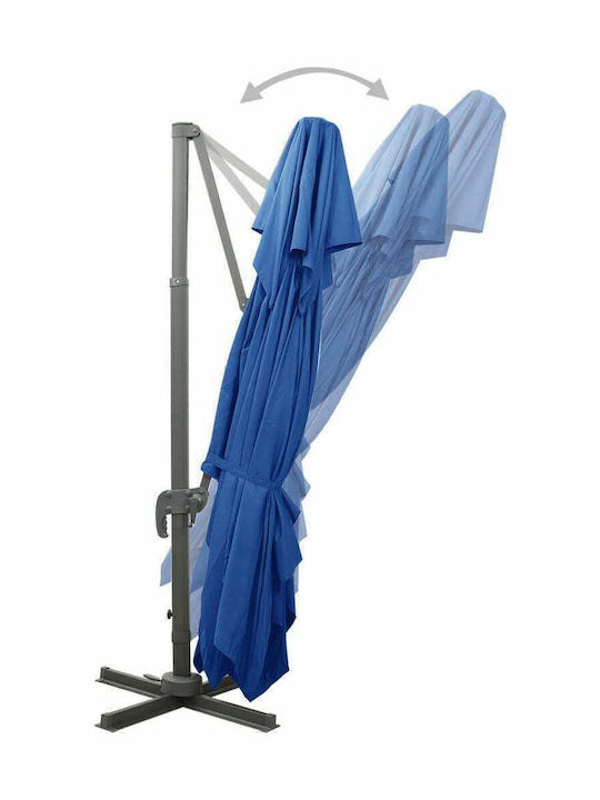 Umbrelă Suspendată Pătrată Din Aluminiu Albastru Azur 4x3m