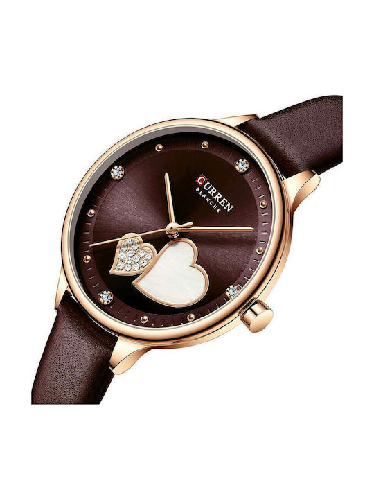 Curren Watch with Burgundy Leather Strap