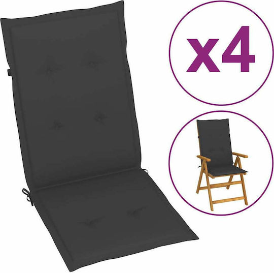 vidaXL Възглавници За Градински Столове Сив 4 Бройки 120x50см