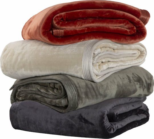 Nef-Nef Homeware Velosso Velvet Blanket Super Double 230x240cm Orange