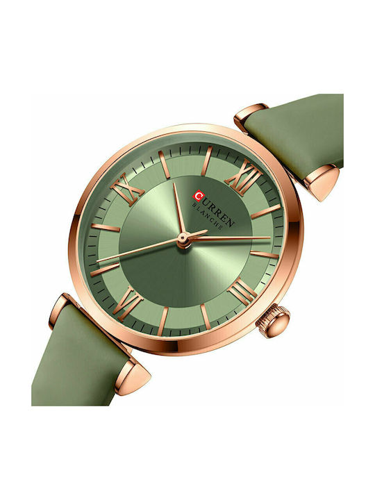 Curren Watch with Leather Strap Lime