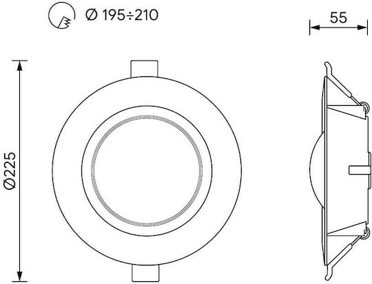 Kobi Rund Vertieft LED Panel 18W mit Natürliches Weiß Licht 4000K