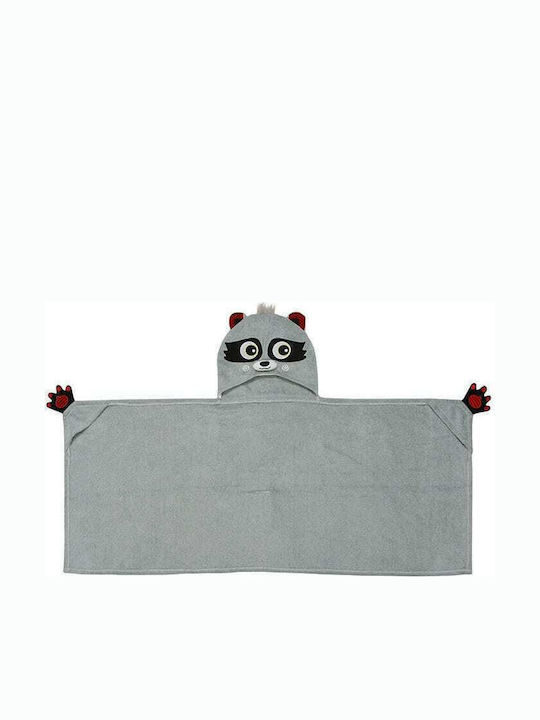 Zoocchini Hooded Baby Bath Towel Rocco The Raccoon Gray