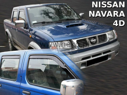 Heko Set of Windbreakers Front and Rear Car Dark Fime for Nissan Navara / NP300 / PickUp 4D 2001-2005 4pcs