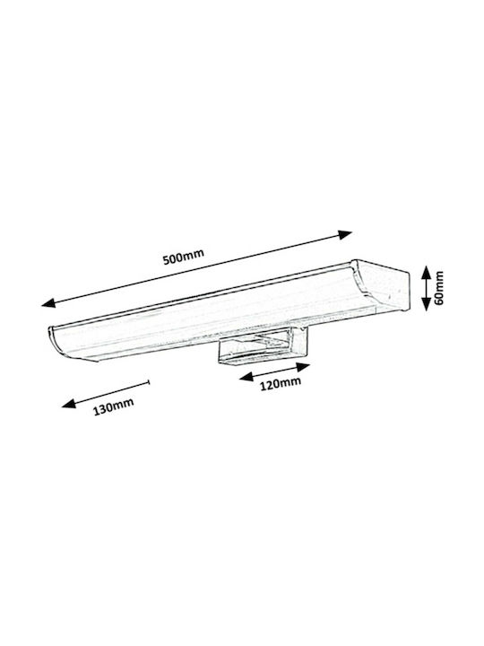 Rabalux Evron Modern Lamp Bathroom with Integrated LED and Natural White Light Silver 50cm