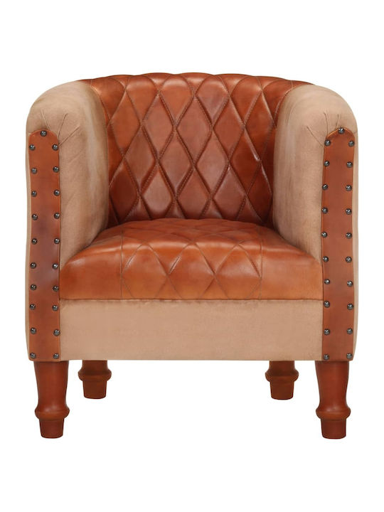 Armchair from Genuine Leather Coffee 60x57x64cm