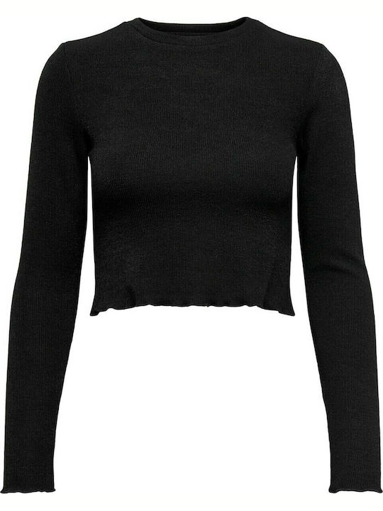 Γυναικείο Crop Top Μακρυμάνικο Μαύρο