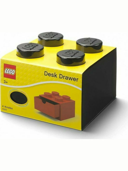 Lego Kids Plastic Toy Storage Box 4 Knobs Black 15x15x11cm