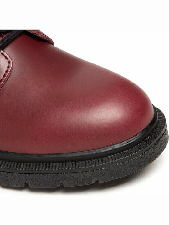 Spike Mid Leather Women's Ankle Boots Burgundy