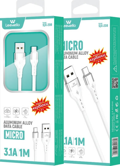 Leewello Редовна USB 2.0 до микро USB кабел Бял 1м (SJX-208) 1бр