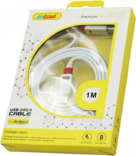 Andowl Qyc068b USB 2.0 Cable USB-C male - USB-A Λευκό 1m QY-C068B