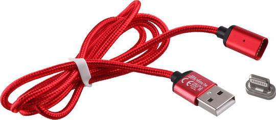 Volte-Tel VCD08 Μαγνητικό αποσπώμενο / Braided USB to Lightning Cable Κόκκινο 1m