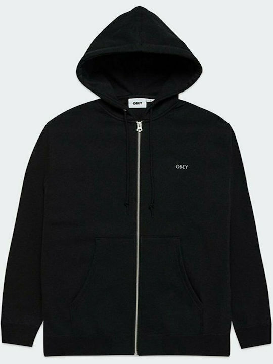 Obey Men's Sweatshirt Jacket with Hood and Pockets Black