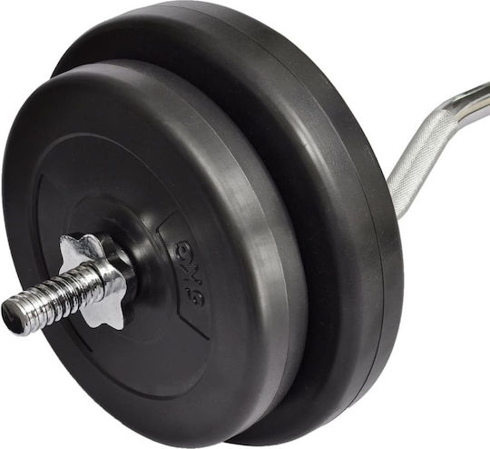 vidaXL ​Στραβόμπαρα Φ25mm Σετ με Βάρη 30kg Μήκους 120cm με Βιδωτά Κολάρα