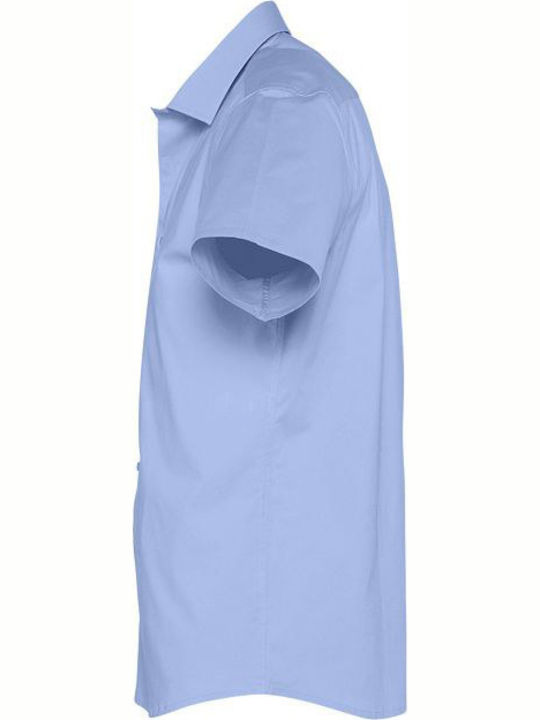 Broadway Short-sleeved Cotton Shirt Light Blue