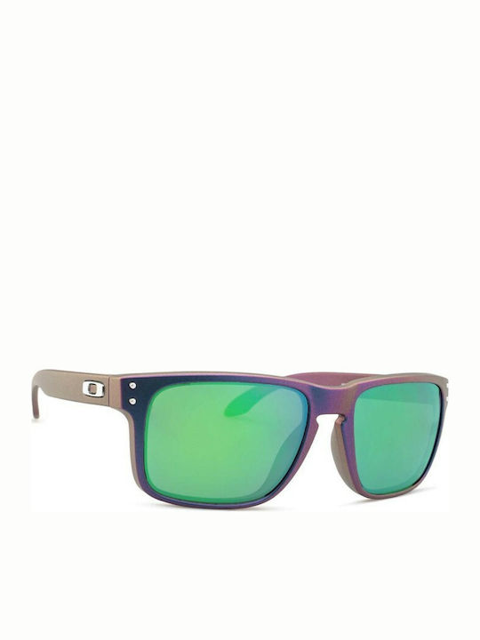 Oakley Holbrook Men's Sunglasses with Purple Plastic Frame and Green Mirror Lens OO9102-T4
