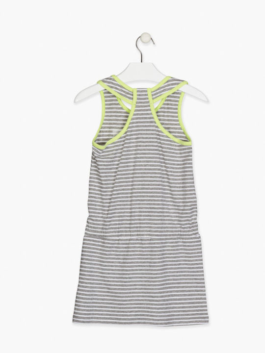 Losan Kids Dress Striped Sleeveless Gray