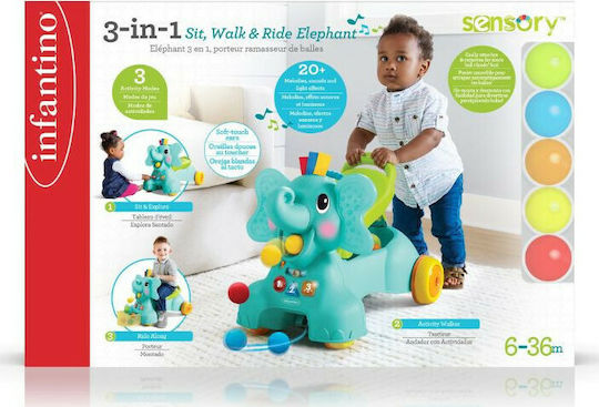 Infantino Ride Elephant Ζωάκι Ride On για 9+ μηνών Γαλάζιο