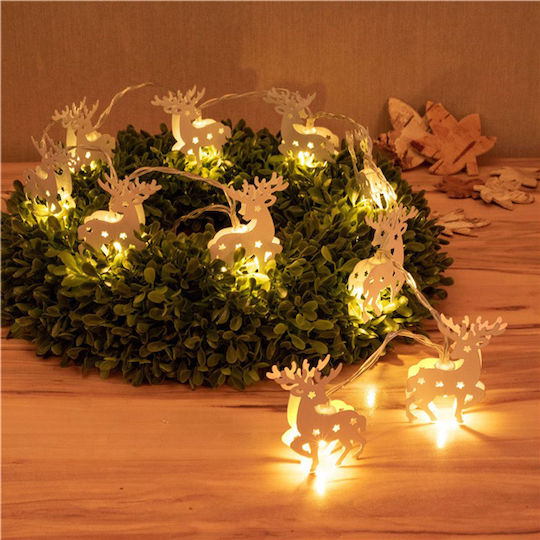 10 Lights LED 1.3m. Warm White Battery in String 1pcs