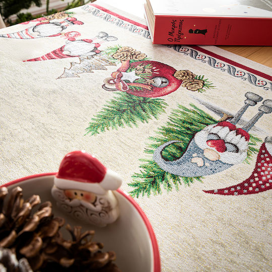 Gofis Home Christmas Tablecloth Fabric Red L180xW135cm.
