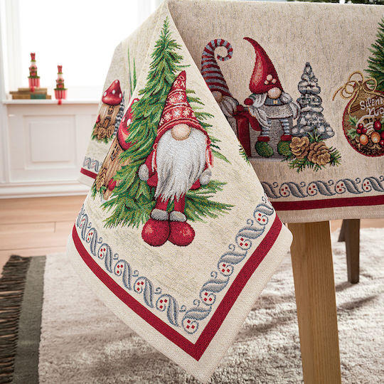 Gofis Home Christmas Tablecloth Fabric Red L180xW135cm.