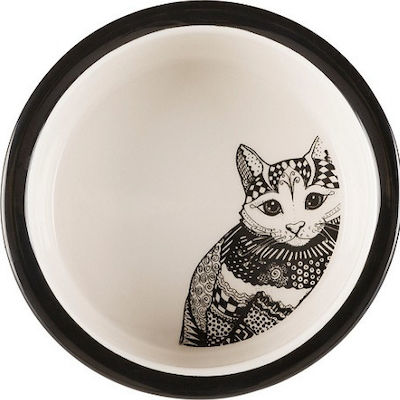 Trixie Zentangle Ceramic Cat Bowl White Food & Water 300ml 12cm 25120