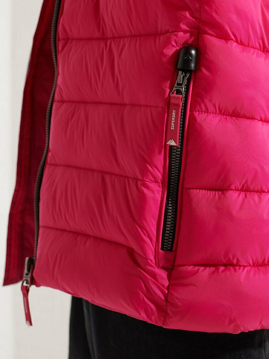 Fuji Kurz Damen Puffer Jacke für Winter Fuchsie