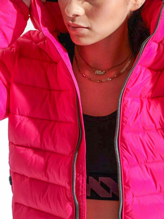 Fuji Kurz Damen Puffer Jacke für Winter Fuchsie