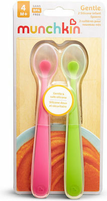 Munchkin Baby Set with Spoons made of Silicone for 4+ months Pink / Green 2pcs