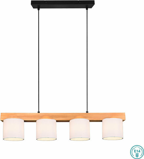 Trio Lighting Cameron Κρεμαστό Φωτιστικό Λευκό Ράγα για 4 Λαμπτήρες E14 75x150εκ.