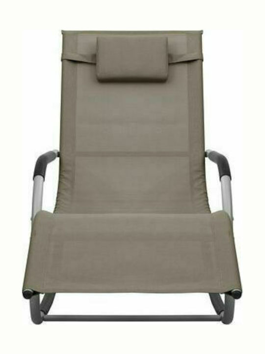Metallic Single Lounge Chair with Textilene Fabric Taupe / Γκρι 2pcs 149x62x88cm
