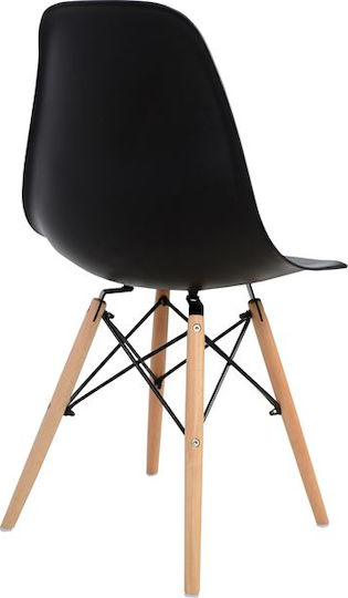 Twist PP Kitchen Polypropylene Chair Black Velvet-Black Metal 46.5x53x82cm
