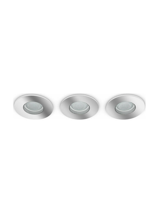 Philips Round Metallic Recessed Spot with Socket GU10 Silver 7x7cm.