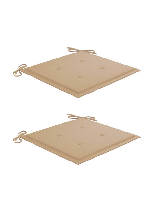 Outdoor Chair Wooden Teak / Beige Cushion with Cushion 2pcs 50x53x90cm