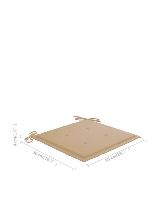 Outdoor Chair Wooden Teak / Beige Cushion with Cushion 2pcs 50x53x90cm