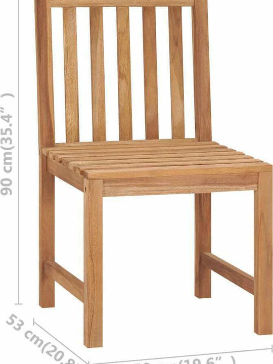 Outdoor Chair Wooden Teak / Beige Cushion with Cushion 2pcs 50x53x90cm