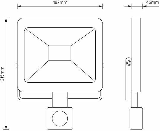 Metanor Waterproof LED Floodlight 30W Natural White 4000K with Motion Sensor IP44