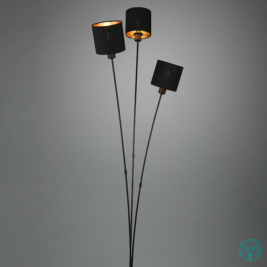 Trio Lighting Tommy Floor Lamp H150xW41cm. with Socket for Bulb E14 Black