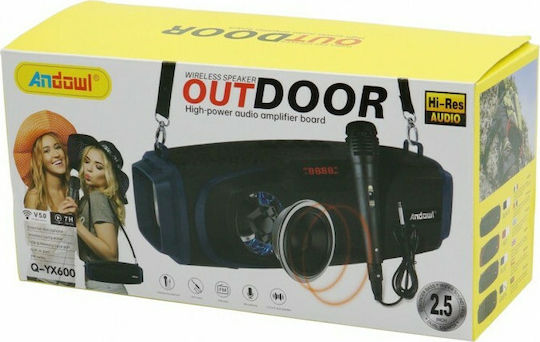 Andowl Karaoke System with a Wired Microphone in Blue Color