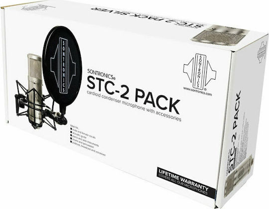 Sontronics STC 2 Condenser Microphone XLR Shock Mounted for Vocals Pack in Silver Color
