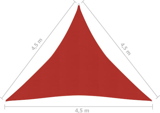 vidaXL Triangle Shade Sail Red With Hoop 4.5m 160gr/m² made of HDPE 160 g/m²