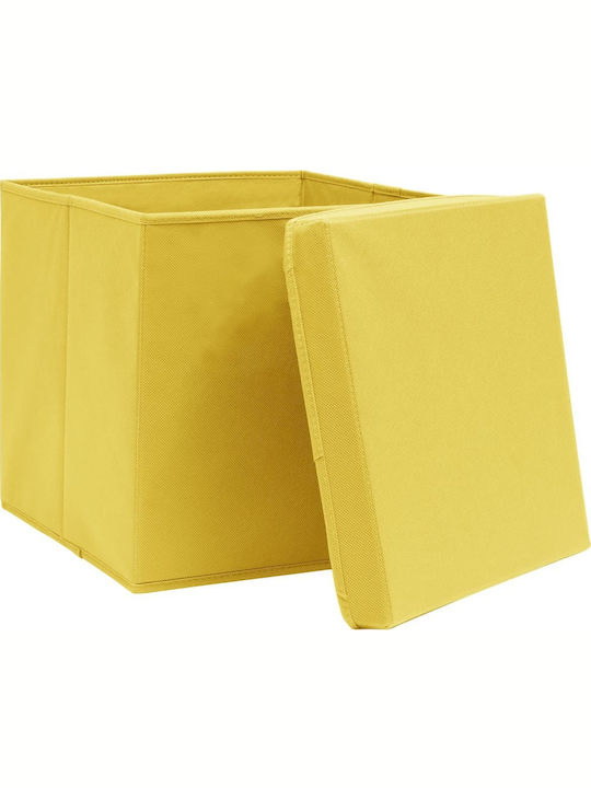 vidaXL Tesatura Cutie de Depozitare cu Capac Galben 28x28x28cm 10buc