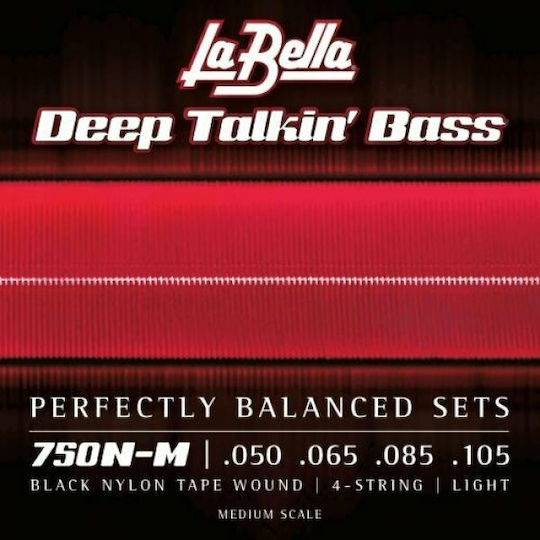 La Bella Black Nylon Tape Set of Bass Strings Nylon for 50 - 135 Light