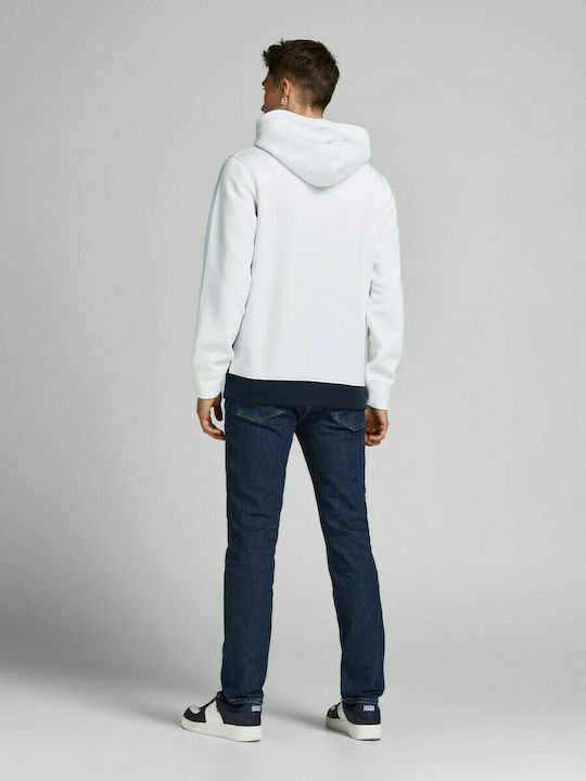 Jack & Jones Hanorac pentru bărbați cu glugă și buzunare White / Navy