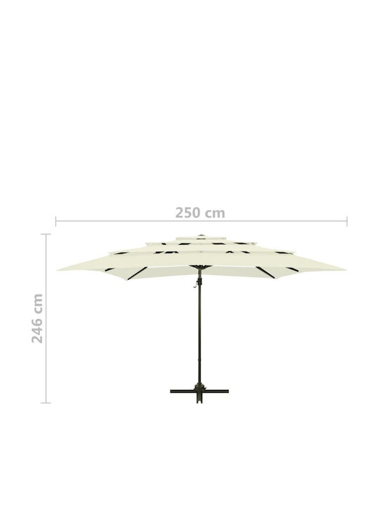 Umbrelă Profesională Pătrată Din Aluminiu Culoarea Nisipului 2.5x2.5m