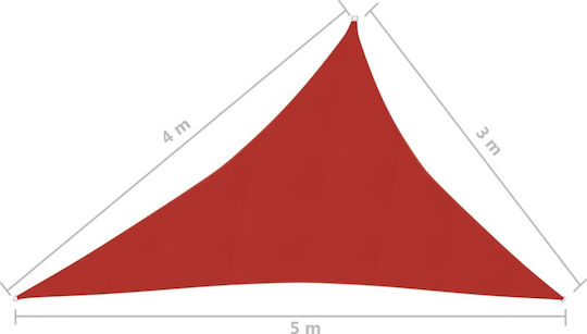 vidaXL Triangle Shade Sail Red With Hoop 3x5m 160gr/m² made of HDPE 160 g/m²