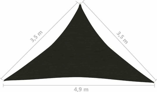 vidaXL Dreieck Sonnensegel Schwarz Mit Hoop 3.5x4.9x3.5m 160gr/m² hergestellt aus HDPE 160 g/m²