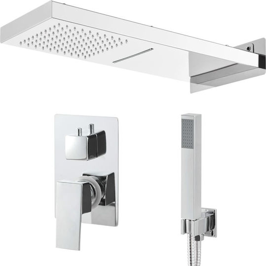 vidaXL Built-in Mixer, Hand Shower & Shower Head Set for Shower Inox Silver vidaXL Built-in Mixer, Hand Shower & Shower Head Set for Shower Inox Silver