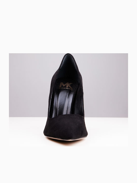 Suede Pointed Toe Black Heels