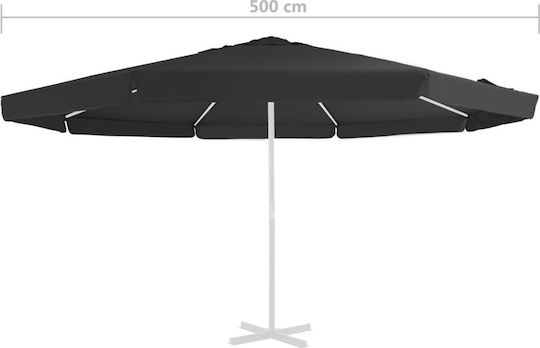 vidaXL vidaXL Ersatzschirmstoff Schwarz Φ5m